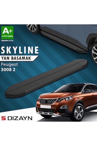 S-dizayn Peugeot 3008 2 Skyline Siyah Yan Basamak 183 Cm 2016-2023 A+ Kalite