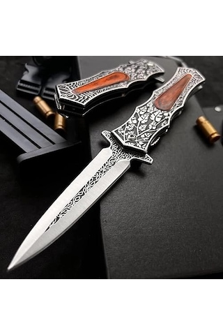 Knivox Browning Desenli Çelik Kabze Kamp Çakısı Çok Renkli