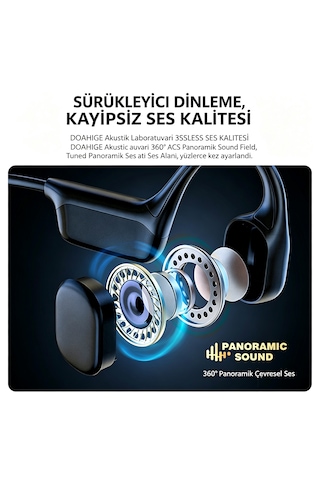 34g Hafif Kemik İletimli Kulaklık, 32gb Mp3/flac Desteği, Ipx8 Su Geçirmez, Spor Siyah