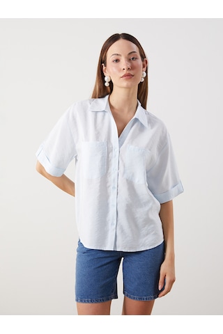 Lcw Comfort Mavi Modal Karışımlı Oversize Kadın Gömlek