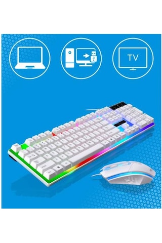 Polham RGB Led Işıklı Klavye ve Mouse Seti, Gamer, Oyuncu, USB Klavye ve Mouse, Işıklı Oyuncu Seti