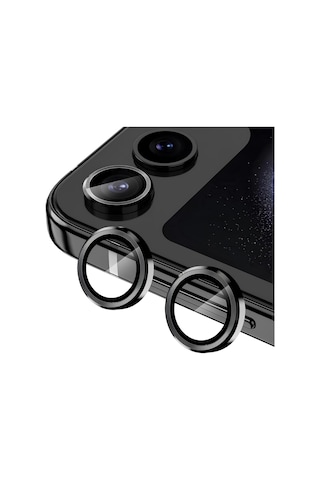 Ennar Samsung Uyumlu Galaxy Z Flip 6 Metal Çerçeveli Kamera Tam Koruma Lensi Siyah