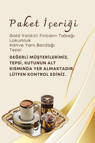 Grimorlife Tepsili Gold Porselen Fincan Seti Damat Kahvesi-söz Nişan Türk Kahvesi Kahve Fincanı Gold