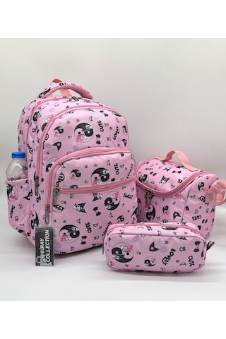 Megihero Sevimli Karakter Desenli Beslenmeli İlkokul Çanta Seti