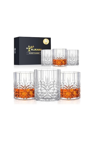 Hlukana Kırılmaz Tritan Plastik Viski Bardakları 6'li Set, 14 Oz Scotch Kokteyl Romu İçin Eski Moda Bardaklar Bourbo