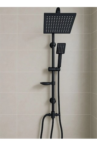 Rudi Armatür Pirinç Yönlendiricili Siyah Renk Robot Duş Seti Siyah