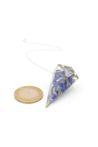 Hakiki Doğal Lapis Lazuli Taşı Orgonit Pandül 1.Kalite Gümüş