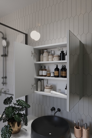 Everest İki Kapaklı Aynalı 60x60 Lavabo Üstü Banyo Dolabı Beyaz