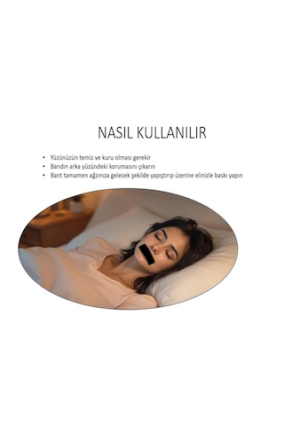 Ağız Bandı Horlama Önleyici - 10 Adet, Siyah Renk Pamuk Kumaş,