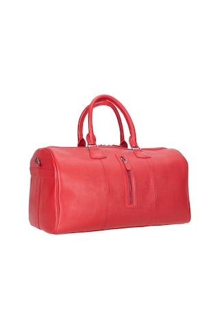 Bloominbag Bloomvoyager Roma Rouge Hakiki Deri Duffle Unisex Seyahat & Hafta Sonu Çantası Kırmızı