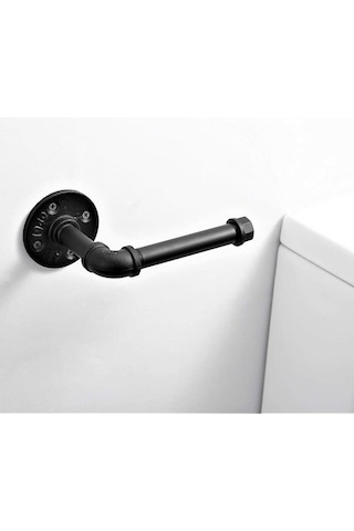 Novahub Tuvalet Kağıtlığı Vintage Endüstriyel Retro Metal Boru Duvara Monte, Demir, Siyah, 18x10 Cm, Ev Dekorasyonu Diğer