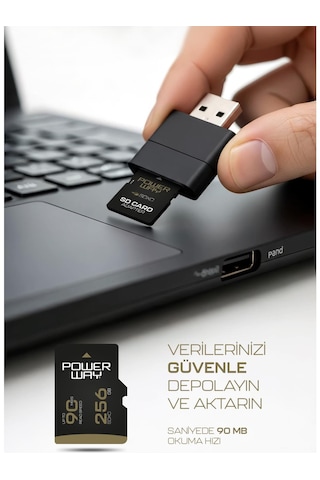 Powerway Premium 256 Gb Sdxc Uhs Class 4k Ultra Hızlı Hafıza Kartı + Adaptör