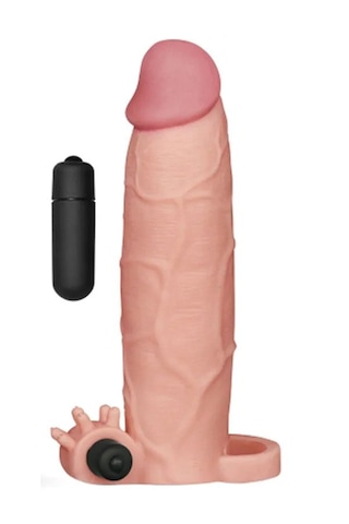 Fastieshop Et Dokusunda 7.5 Cm Uzatmalı Titreşimli Penis Kılıfı - 20 Cm