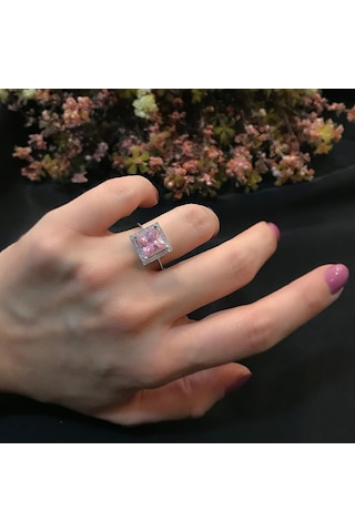 Stela Pembe Baget Gümüş Yüzük