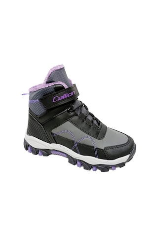 Callion 06f Deri Kız Çocuk Sneakers Bot Füme Siyah Lila Füme