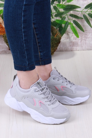 Fort 2107 Lmb Rahat Hafif Kalın Taban Sneaker Kadın Spor Ayakkabı Gri