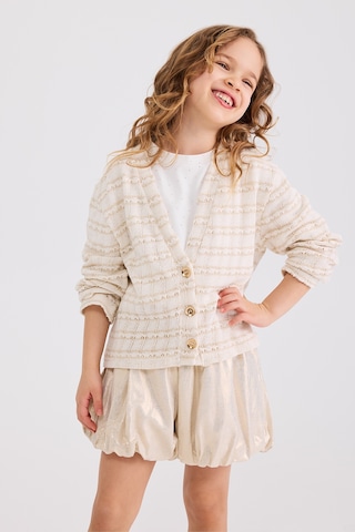 Panço Kız Çocuk Simli Ekru Triko Hırka 2611gk82003 Krem