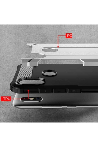 Noktaks - Xiaomi Uyumlu Xiaomi Redmi S2 - Kılıf Çift Katman Zırh Tank Crash Military Kapak - Rose Gold T5405 Rose Gold