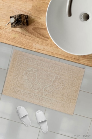 2 Li Ayak İzli Banyo Ayak Havlusu %100 Pamuklu Renkli 50x70 Cm Menom Kahve