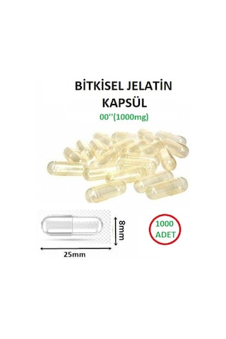 Boş Kapsülü 00'' Büyük Boy Şeffaf Bitkisel Jelatin 1000 Adet