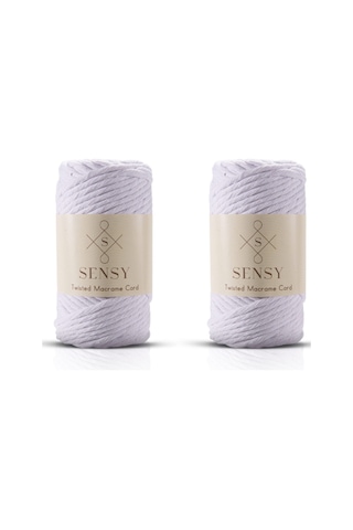 Sensy Premium Taranan Makrome Ipi Tek Büküm Makrame Taranabilir Hobi Ipi 2li Set 500 Gr. Beyaz