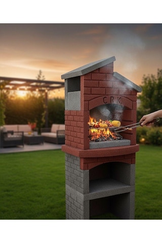 Mangal Barbekü 70 Lik Model Barbekü Gross Gri - Kırmızı