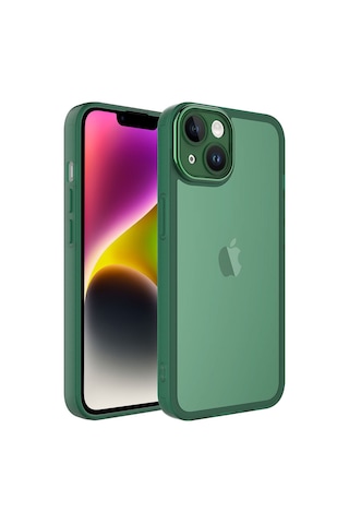 Apple Uyumlu iPhone 14 Plus Uyumlu Kamera Korumalı Transparan Zore Post Kapak-koyu Yeşil -