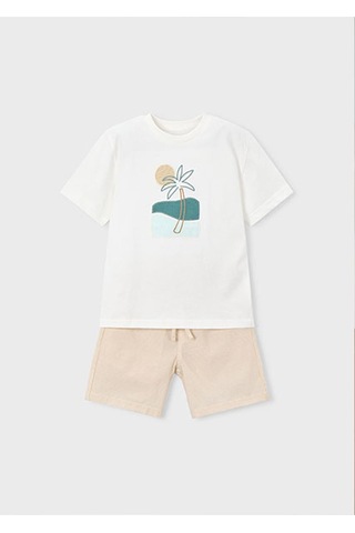 Mayoral Yazlık Erkek Çocuk 2'li Şort Tshirt Takım - Kahve Bej