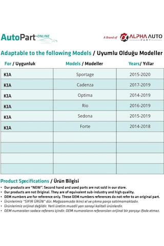 Hyundai, Kia İçin Davlumbaz Klipsi- 10'lu