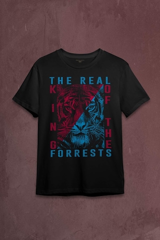 Vahşi Kaplan Trabzon Bordo Mavi Ormanların Gerçek Kralı Baskılı Tişört Unisex T-shirt 001