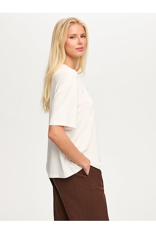 Faik Sönmez Resort Önü Taş Ve Baskı Detaylı Bisiklet Yaka Tshirt S26tsh104 Us26tsh10473 Ekru