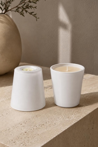 2 Li Beyaz Cam Çift Kullanımlı Mumluk Tealight Ve Bardak Mum Dekoratif Seti