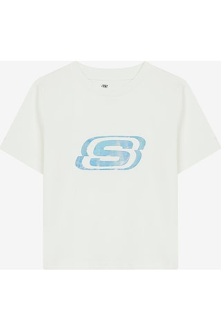 Skechers Essential G Short Sleeve T-Shirt Büyük Kız Çocuk Kırık Beyaz Tshirt Sk232139-102