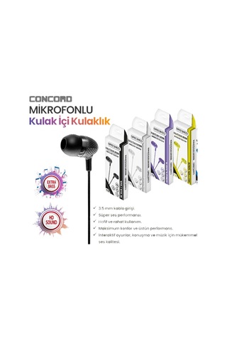 Concord E1 Mikrofonlu Kulak İçi Kulaklık