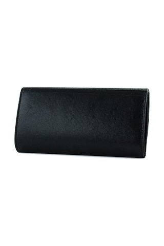 Erkan Saçmacı Siyah Kristal Taşlı Zincir Askılı Manyetik Kapaklı Abiye El Çantası Siyah