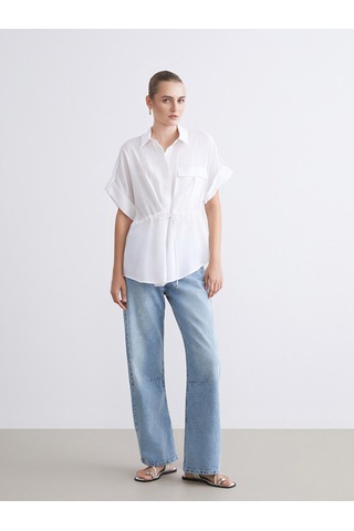 Lcwaıkıkı Classic Beyaz Modal Karışımlı Oversize Kadın Gömlek