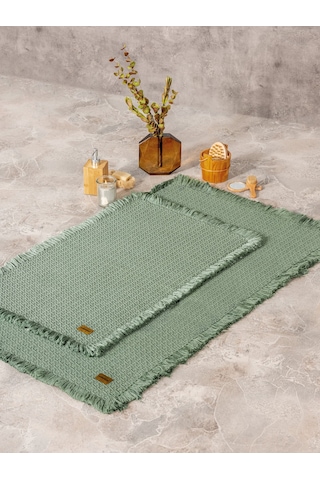 Cotton Box Bath Rug Set Yeşil 75x125 60x90 Yeşil