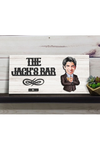 Bk Gift Kişiye Özel Karikatürlü Kabartma Tasarım Antik Beyaz Ahşap Bar Tabelası, Home Bar Tabela, Rustik Ev Dekorasyonu, Duvar Dekoru-4