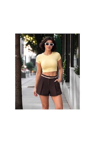 Gigi Wardrobe Portofino Yüksek Bel Şort Ekru Ekru