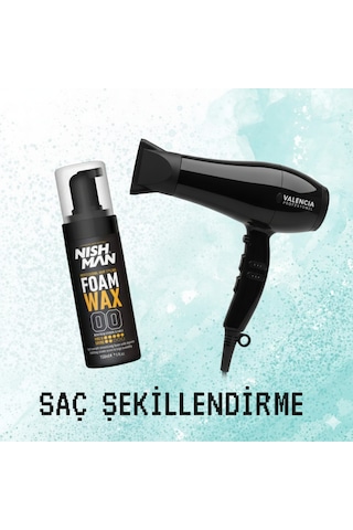 Saç Şekillendirici Köpük Wax Hacim Verici - 150 Ml 5 Adet/ + Fön Makinası Hediye
