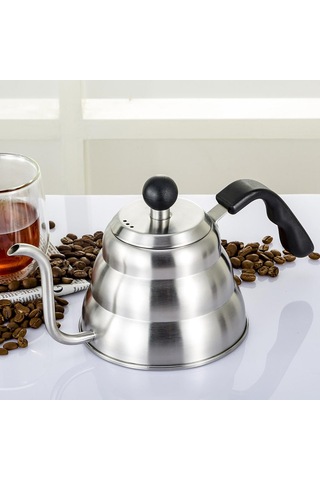 Homyl Paslanmaz Çelik Gooseneck Su Isıtıcısı Kahve 1,2-litre Gümüş