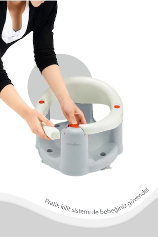 Babyjem Önden Açılır Banyo ve Mama Oturağı Ve Hediye Minderli - 2 li Set Kum Beji Çok Renkli