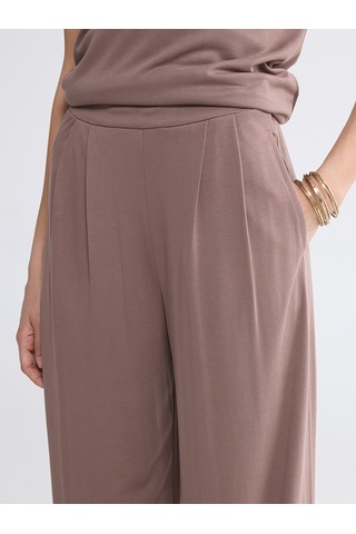 Lcwaıkıkı Basic Kahverengi Beli Lastikli Geniş Paça Kadın Pantolon