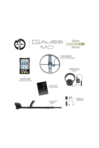 Gauss Md Dedektör Discovery 33cm Başlık + Kulaklık