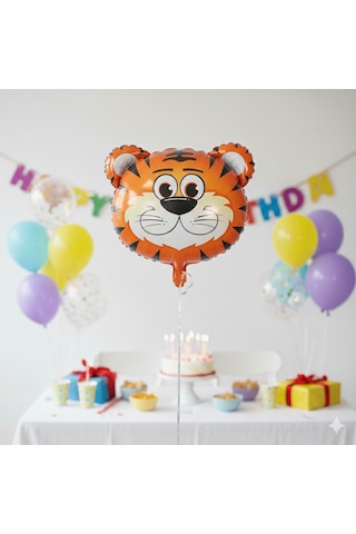 18 İnç Safari Kaplan Folyo Balon - Doğum Günü Parti Dekorasyon Balonu Çok Renkli