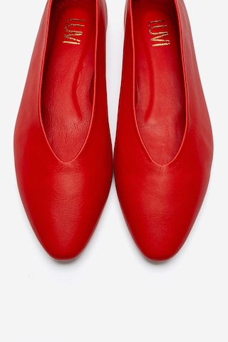 Luvishoes Jenas Kırmızı Cilt Hakiki Deri Kadın Babet Ayakkabı