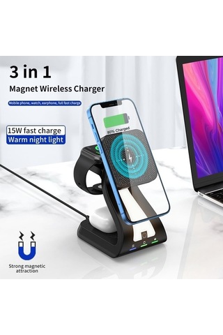 Tongxida 15w Hızlı Kablosuz Şarj Cihazı, Manyetik Telefon Standı, Çok Fonksiyonlu Şarj Aparatı, Sanbuyos Diğer