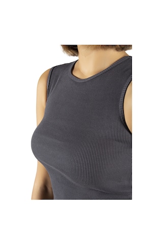 Terapi Men Antrasit Fitted/vücuda Oturan Crop Halter Yaka Fitilli Esnek Örme Bluz Atlet Antrasit