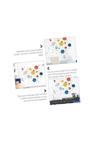Gezegenler Duvar Sticker, Güneş Sistemi Duvar Çıkartmaları, Çocuk Duvar Çıkartmaları, Çıkarılabilir Duvar Çıkartmaları, Uzay Dekorasyon, Erkek Kız Yatak Odası Duvar Dekorasyonu Gezegen Sticker Açık