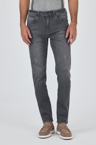 İmza Gri Gabardin 5 Cep Düz Paça Casual Slim Fit Pamuklu Denim Pantolon 1023250150 Gri